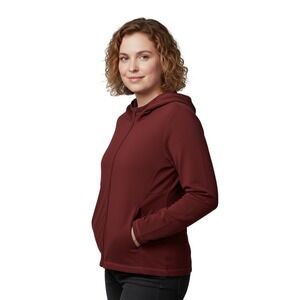 Exofficio Womens small Full Zip Hooded Jacket burgundy rust Red Polyester Size S